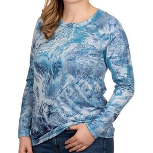 Realtree Aspect Sky Fishing Shirt Long Sleeve NWT Size Large Blue UPF 30 Women’s